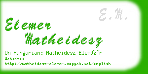 elemer matheidesz business card